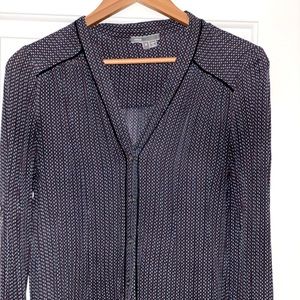Navy black and red Vince chiffon blouse